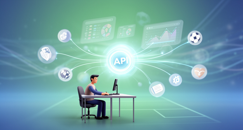network connections illustrating data flow from multiple bookmakers to a central API hub