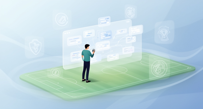 complex data pipelines, various bookmaker icons, data flowing into a central hub