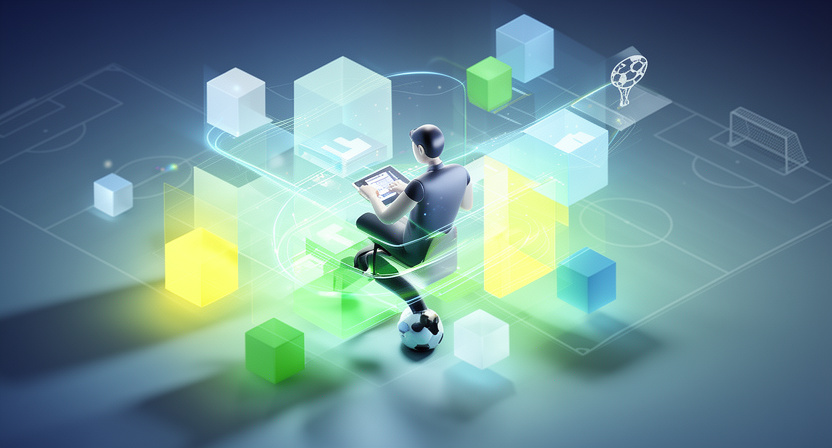 abstract data flow, network connections, football icons, representing real-time odds data explained