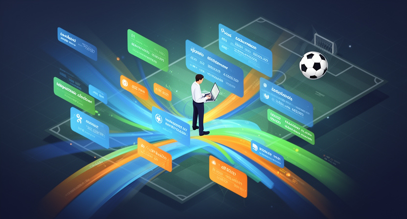 chaotic data streams converging into a single, organised stream