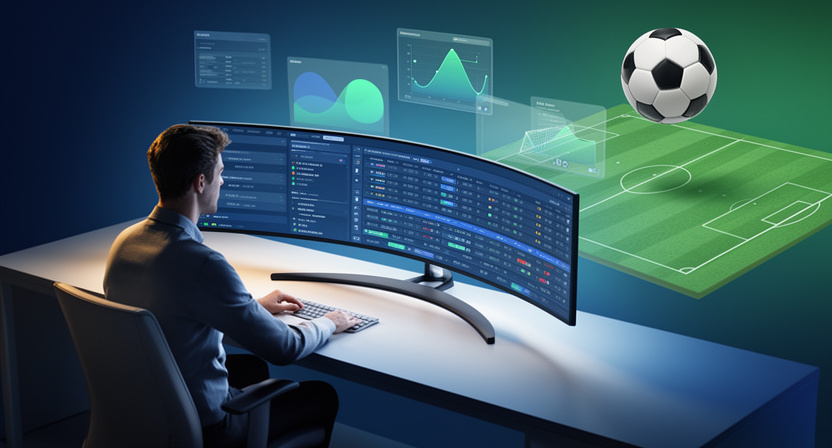 abstract data flow, football match list, clean UI elements