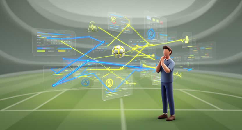 Abstract football pitch with overlaid data points and strategic lines, representing handicap market analysis