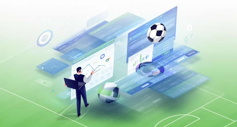 dashboard UI showing football odds, charts, and comparison tables, clean data visualization
