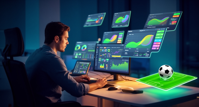 developer working on a dashboard with charts and graphs, representing data analysis and application building