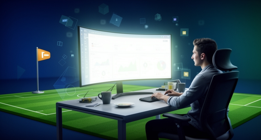 developer working on a dashboard, displaying charts and data related to football corners statistics