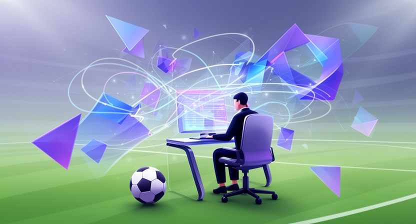 Abstract data visualization showing connections between football matches, betting markets, and various bookmaker logos, representing data integration.