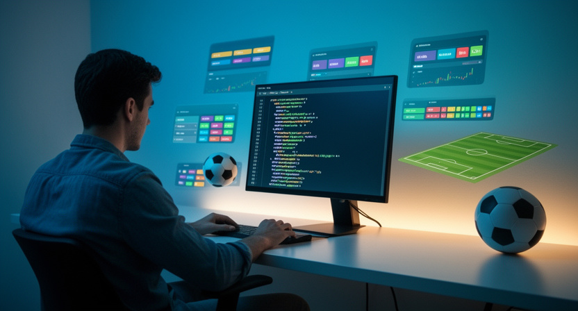 a developer looking at a clean, structured JSON data feed on a screen, representing the ease of integration after market normalisation