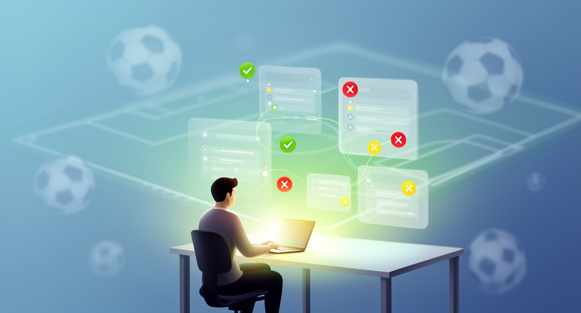 abstract visualisation of data integrity, with green checks and red crosses indicating validation success and failure