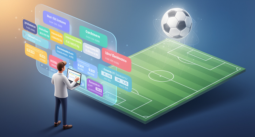 abstract data nodes, player names, and odds values flowing into distinct market categories